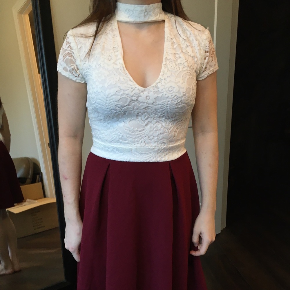 White and red A-line dress
